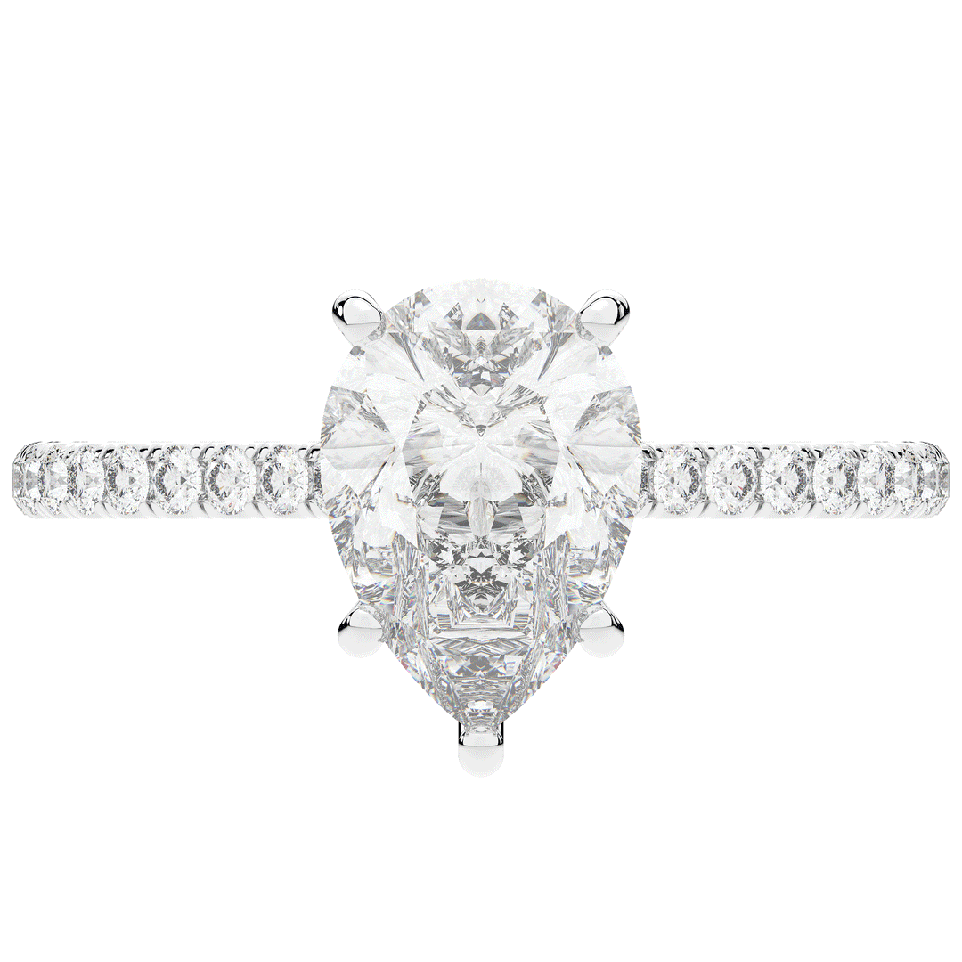 2.50CT.TW PEAR LAB DIAMOND UNDERHALO SOLITAIRE ENGAGEMENT RING - Nazarelle