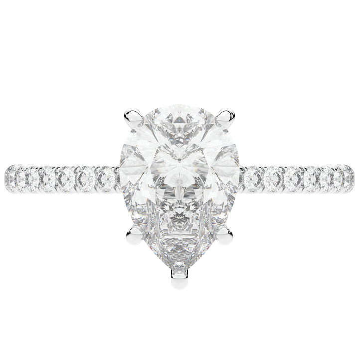 2.50CT.TW PEAR LAB DIAMOND UNDERHALO SOLITAIRE ENGAGEMENT RING - Nazarelle
