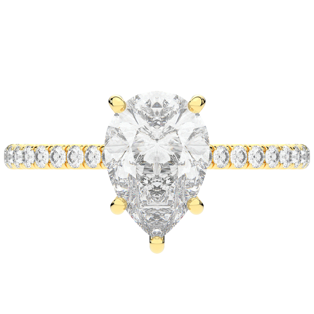 2.50CT.TW PEAR LAB DIAMOND UNDERHALO SOLITAIRE ENGAGEMENT RING - Nazarelle