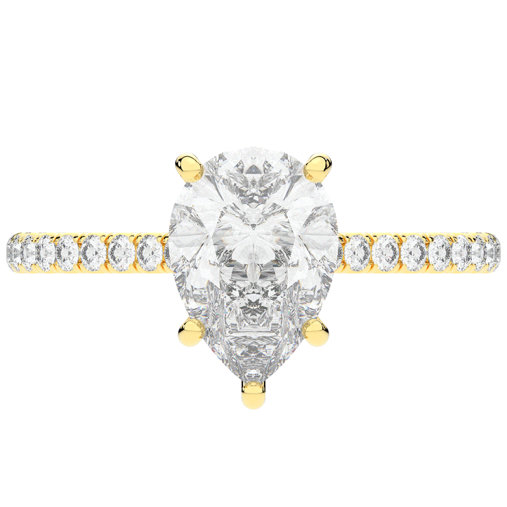 2.50CT.TW PEAR LAB DIAMOND UNDERHALO SOLITAIRE ENGAGEMENT RING - Nazarelle