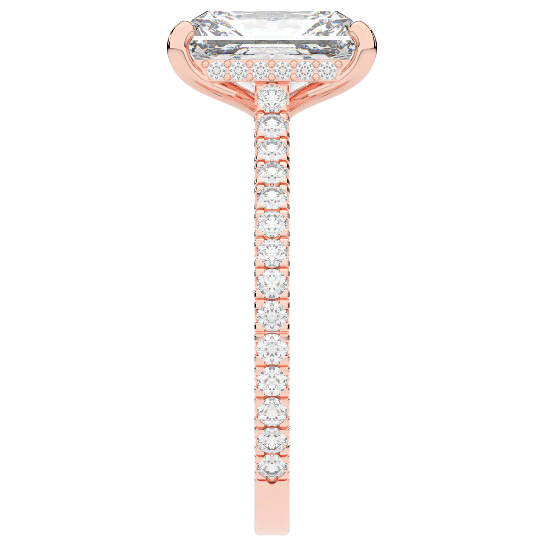 3.50CT.TW RADIANT LAB DIAMOND UNDERHALO SOLITAIRE TWO TONE ENGAGEMENT RING - Nazarelle