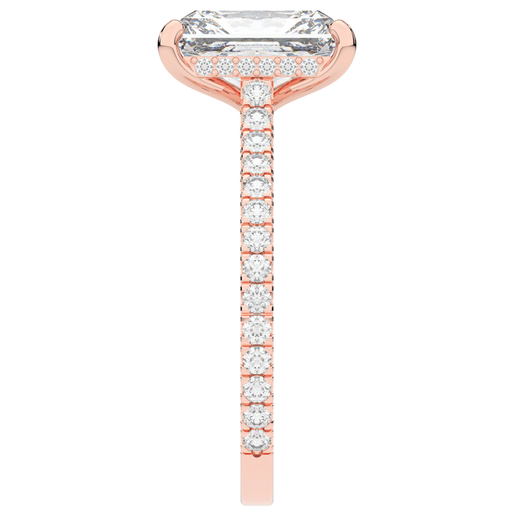 3.50CT.TW RADIANT LAB DIAMOND UNDERHALO SOLITAIRE TWO TONE ENGAGEMENT RING - Nazarelle
