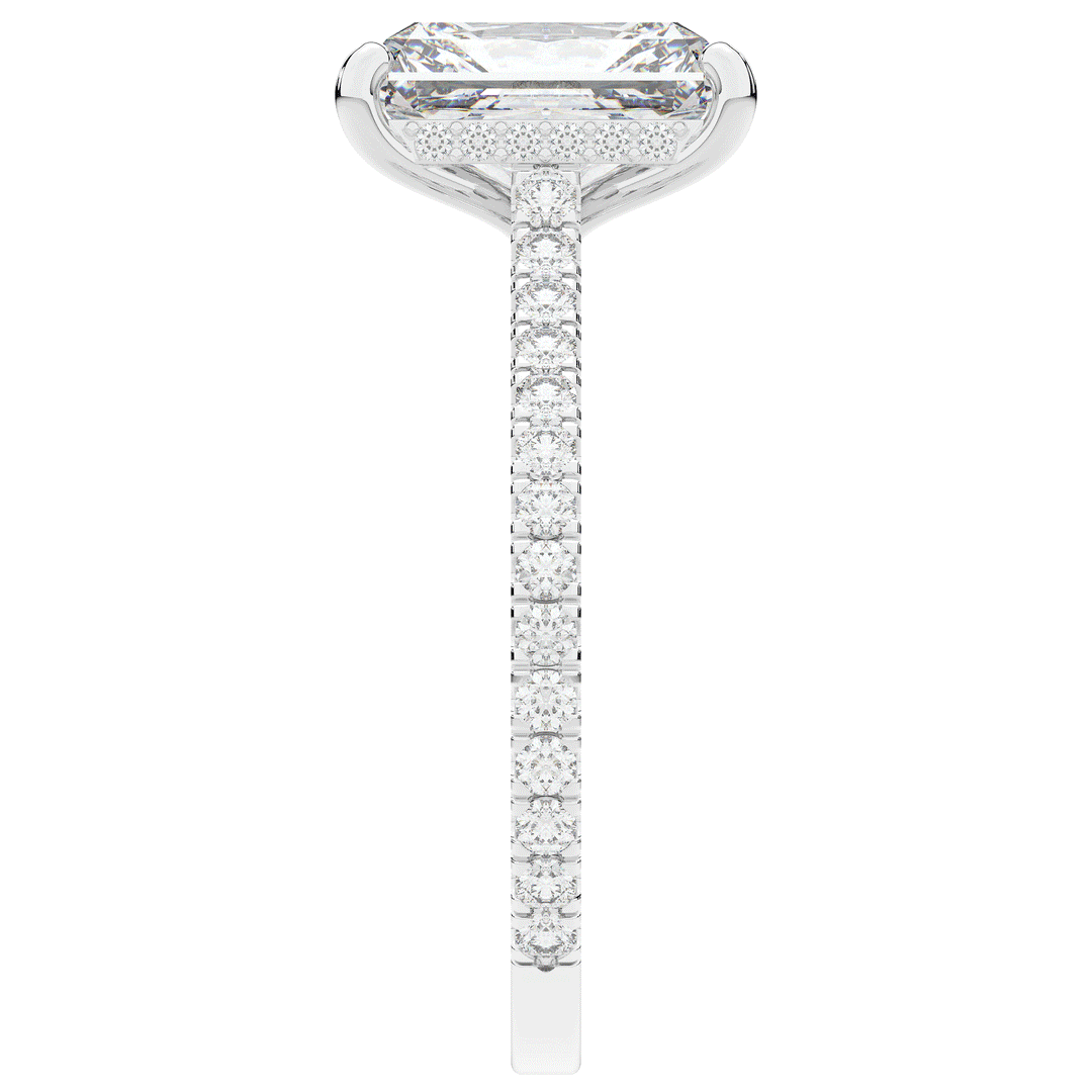 3.50CT.TW RADIANT LAB DIAMOND UNDERHALO SOLITAIRE TWO TONE ENGAGEMENT RING - Nazarelle