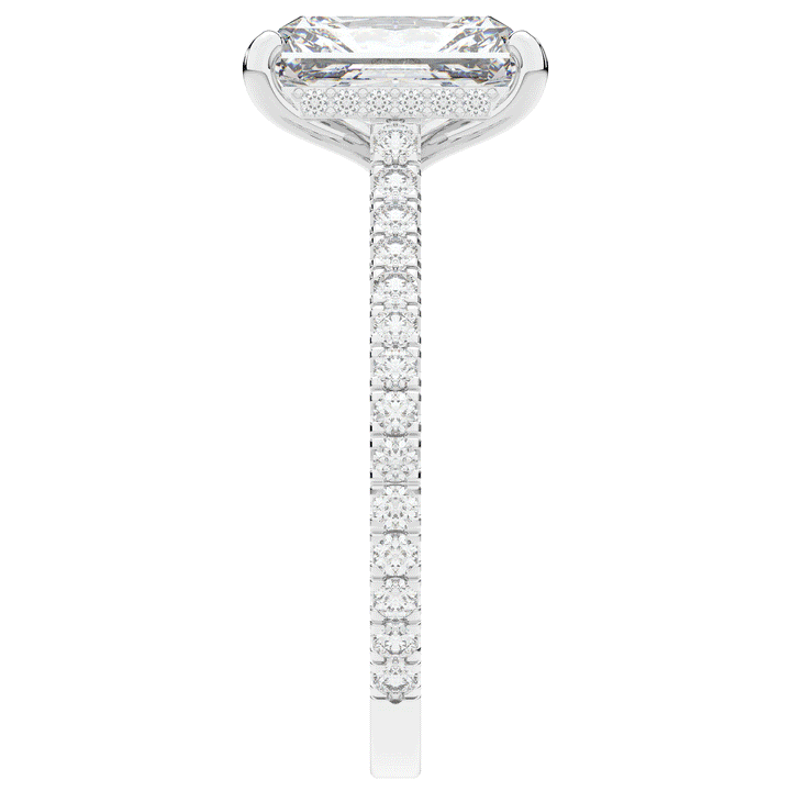 3.50CT.TW RADIANT LAB DIAMOND UNDERHALO SOLITAIRE TWO TONE ENGAGEMENT RING - Nazarelle