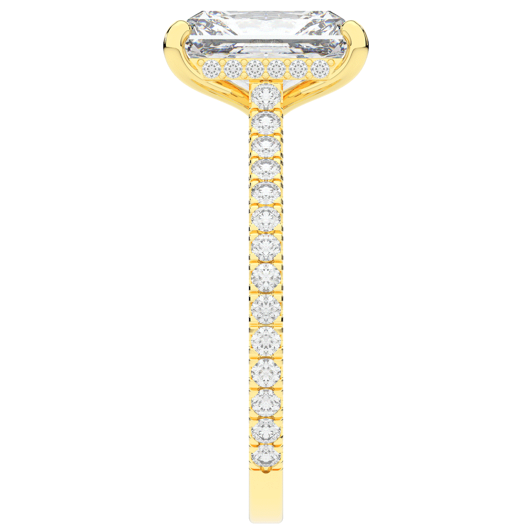 3.50CT.TW RADIANT LAB DIAMOND UNDERHALO SOLITAIRE TWO TONE ENGAGEMENT RING - Nazarelle