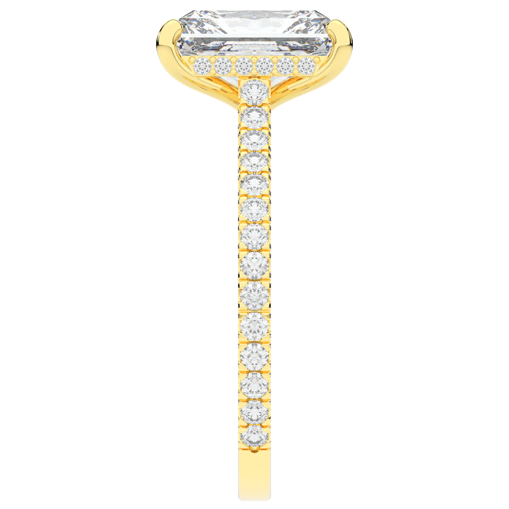 3.50CT.TW RADIANT LAB DIAMOND UNDERHALO SOLITAIRE TWO TONE ENGAGEMENT RING - Nazarelle
