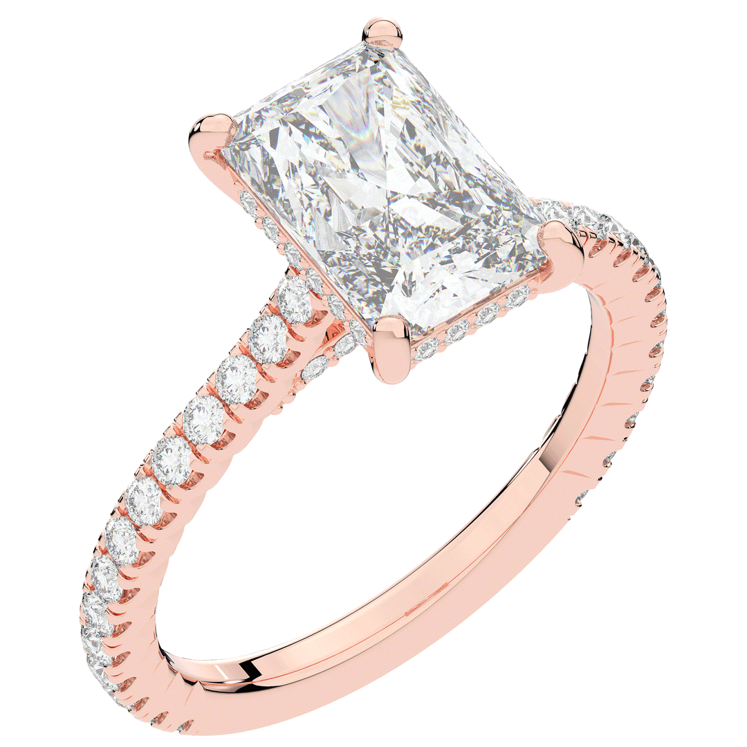 3.50CT.TW RADIANT LAB DIAMOND UNDERHALO SOLITAIRE TWO TONE ENGAGEMENT RING - Nazarelle