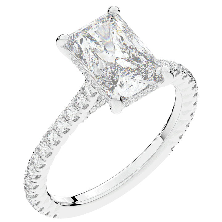 3.50CT.TW RADIANT LAB DIAMOND UNDERHALO SOLITAIRE TWO TONE ENGAGEMENT RING - Nazarelle