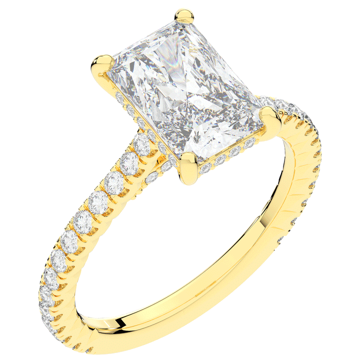 3.50CT.TW RADIANT LAB DIAMOND UNDERHALO SOLITAIRE TWO TONE ENGAGEMENT RING - Nazarelle