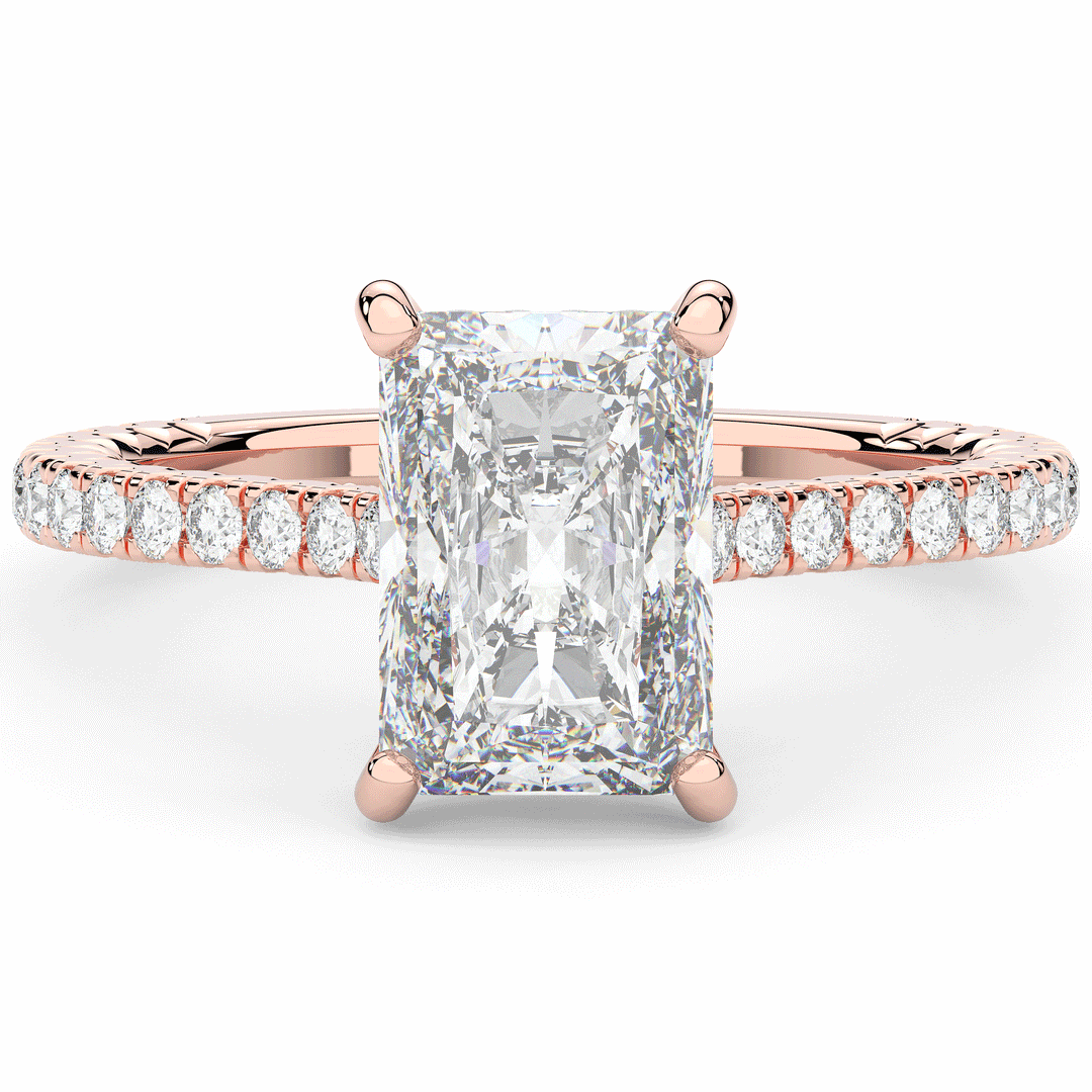 3.50CT.TW RADIANT LAB DIAMOND UNDERHALO SOLITAIRE TWO TONE ENGAGEMENT RING - Nazarelle
