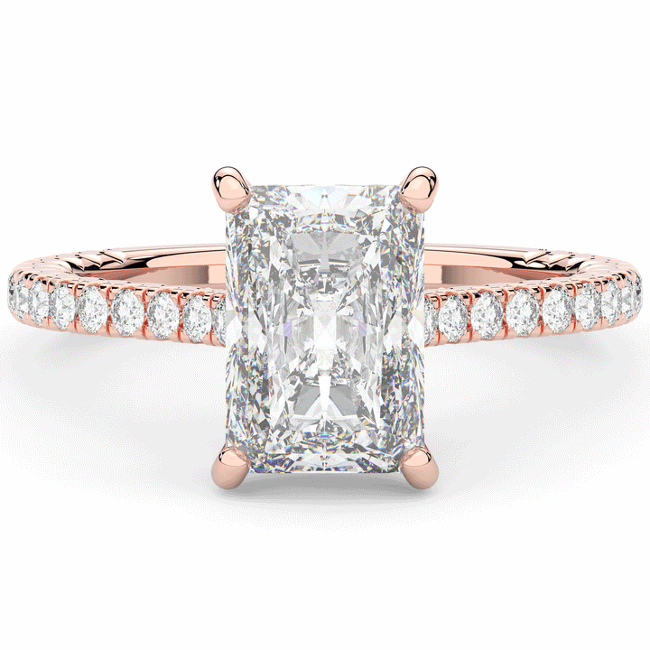 3.50CT.TW RADIANT LAB DIAMOND UNDERHALO SOLITAIRE TWO TONE ENGAGEMENT RING - Nazarelle