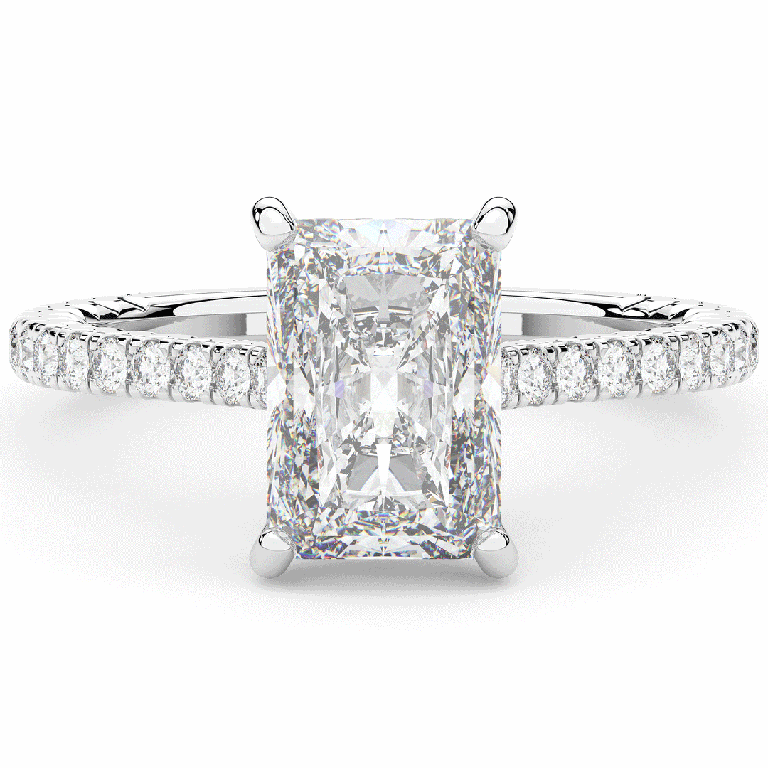 3.50CT.TW RADIANT LAB DIAMOND UNDERHALO SOLITAIRE TWO TONE ENGAGEMENT RING - Nazarelle