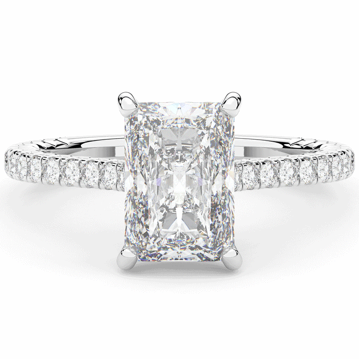 3.50CT.TW RADIANT LAB DIAMOND UNDERHALO SOLITAIRE TWO TONE ENGAGEMENT RING - Nazarelle