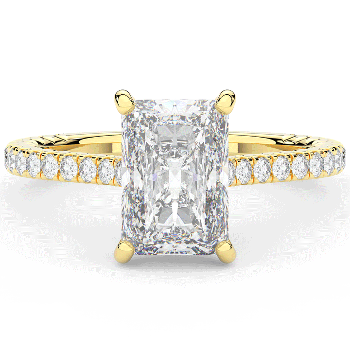 3.50CT.TW RADIANT LAB DIAMOND UNDERHALO SOLITAIRE TWO TONE ENGAGEMENT RING - Nazarelle