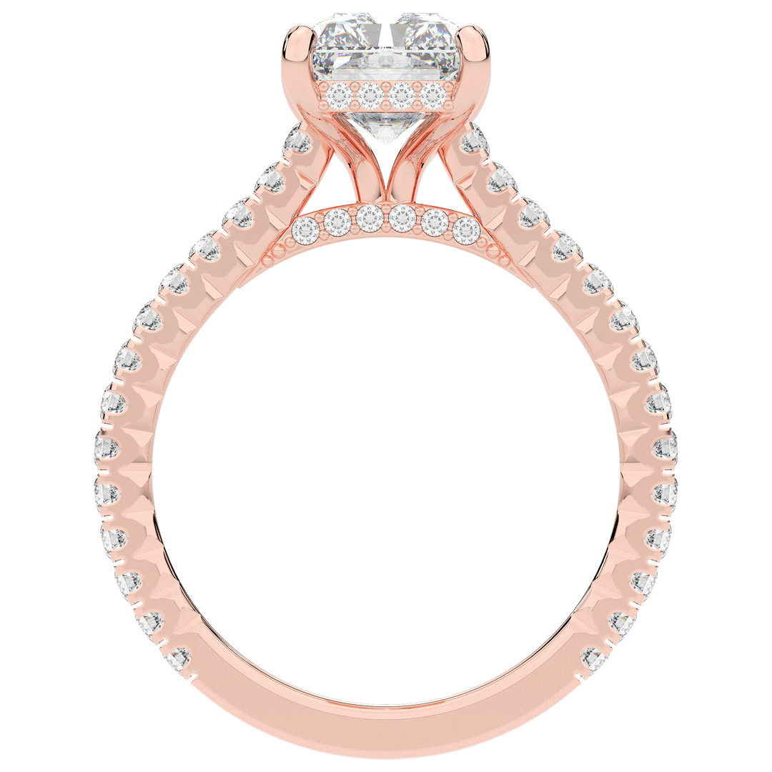 3.50CT.TW RADIANT LAB DIAMOND UNDERHALO SOLITAIRE TWO TONE ENGAGEMENT RING - Nazarelle