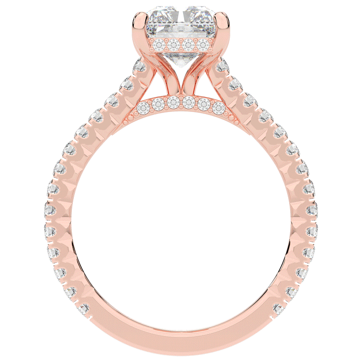 3.50CT.TW RADIANT LAB DIAMOND UNDERHALO SOLITAIRE TWO TONE ENGAGEMENT RING - Nazarelle