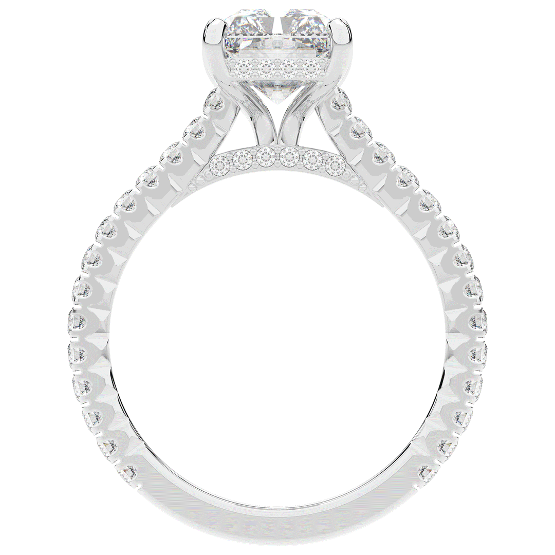 3.50CT.TW RADIANT LAB DIAMOND UNDERHALO SOLITAIRE TWO TONE ENGAGEMENT RING - Nazarelle