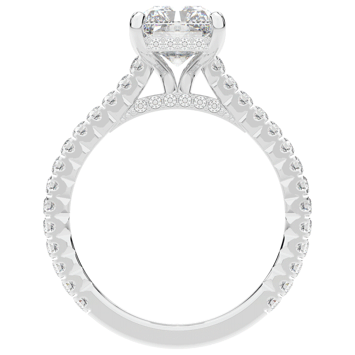 3.50CT.TW RADIANT LAB DIAMOND UNDERHALO SOLITAIRE TWO TONE ENGAGEMENT RING - Nazarelle