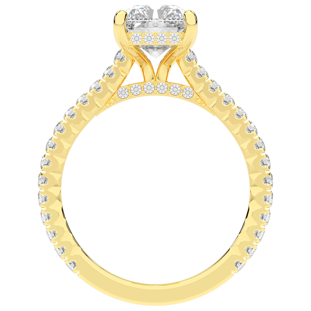 3.50CT.TW RADIANT LAB DIAMOND UNDERHALO SOLITAIRE TWO TONE ENGAGEMENT RING - Nazarelle