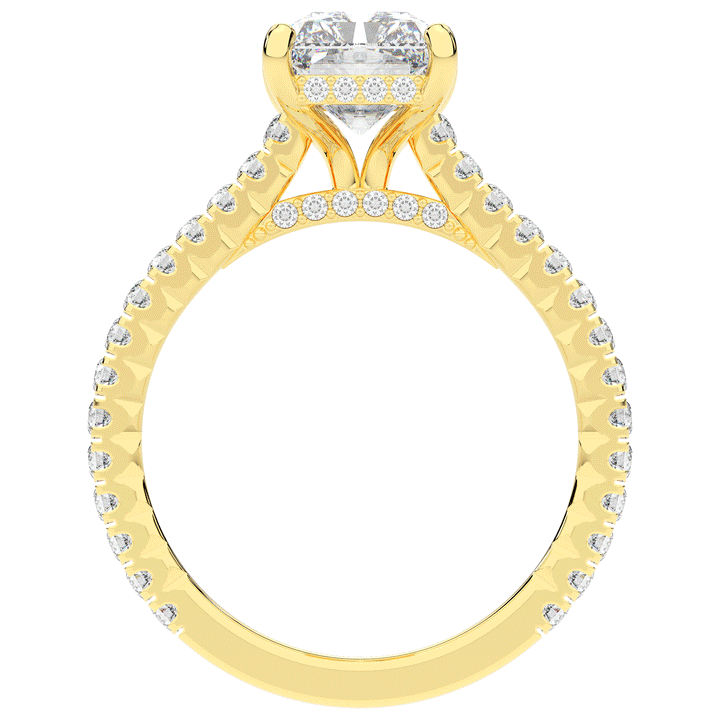 3.50CT.TW RADIANT LAB DIAMOND UNDERHALO SOLITAIRE TWO TONE ENGAGEMENT RING - Nazarelle
