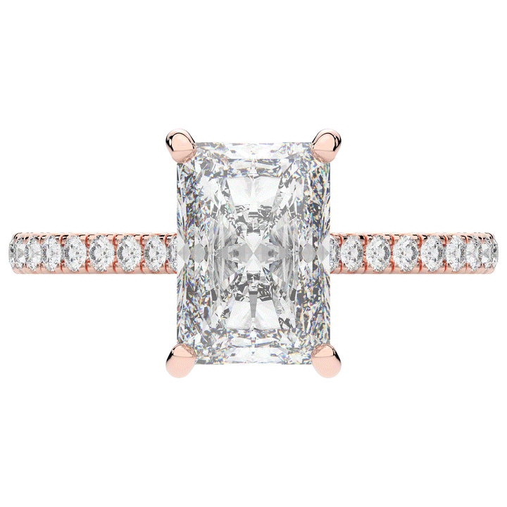 3.50CT.TW RADIANT LAB DIAMOND UNDERHALO SOLITAIRE TWO TONE ENGAGEMENT RING - Nazarelle