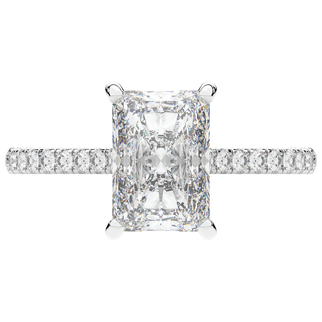 3.50CT.TW RADIANT LAB DIAMOND UNDERHALO SOLITAIRE TWO TONE ENGAGEMENT RING - Nazarelle