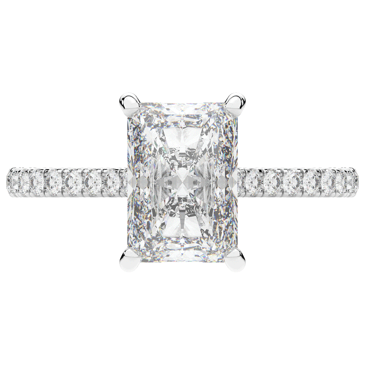 3.50CT.TW RADIANT LAB DIAMOND UNDERHALO SOLITAIRE TWO TONE ENGAGEMENT RING - Nazarelle