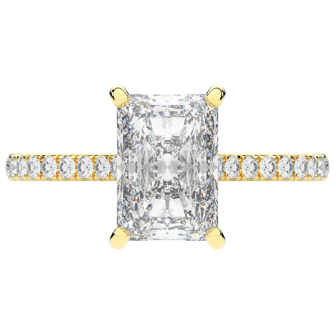 3.50CT.TW RADIANT LAB DIAMOND UNDERHALO SOLITAIRE TWO TONE ENGAGEMENT RING - Nazarelle