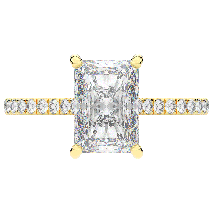 3.50CT.TW RADIANT LAB DIAMOND UNDERHALO SOLITAIRE TWO TONE ENGAGEMENT RING - Nazarelle