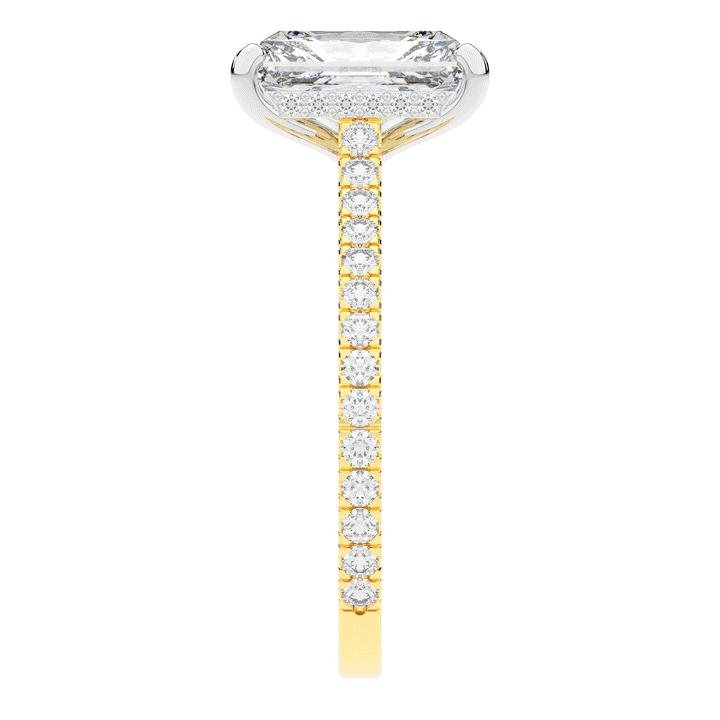 3.50CT.TW RADIANT LAB DIAMOND UNDERHALO SOLITAIRE TWO TONE ENGAGEMENT RING - Nazarelle
