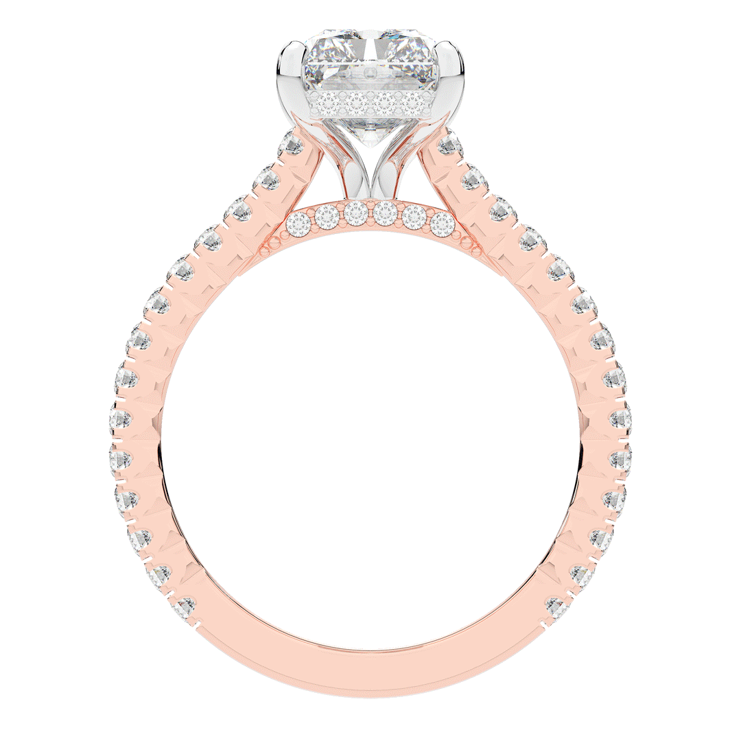 3.50CT.TW RADIANT LAB DIAMOND UNDERHALO SOLITAIRE TWO TONE ENGAGEMENT RING - Nazarelle
