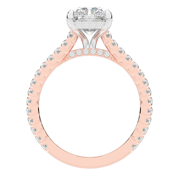 3.50CT.TW RADIANT LAB DIAMOND UNDERHALO SOLITAIRE TWO TONE ENGAGEMENT RING - Nazarelle
