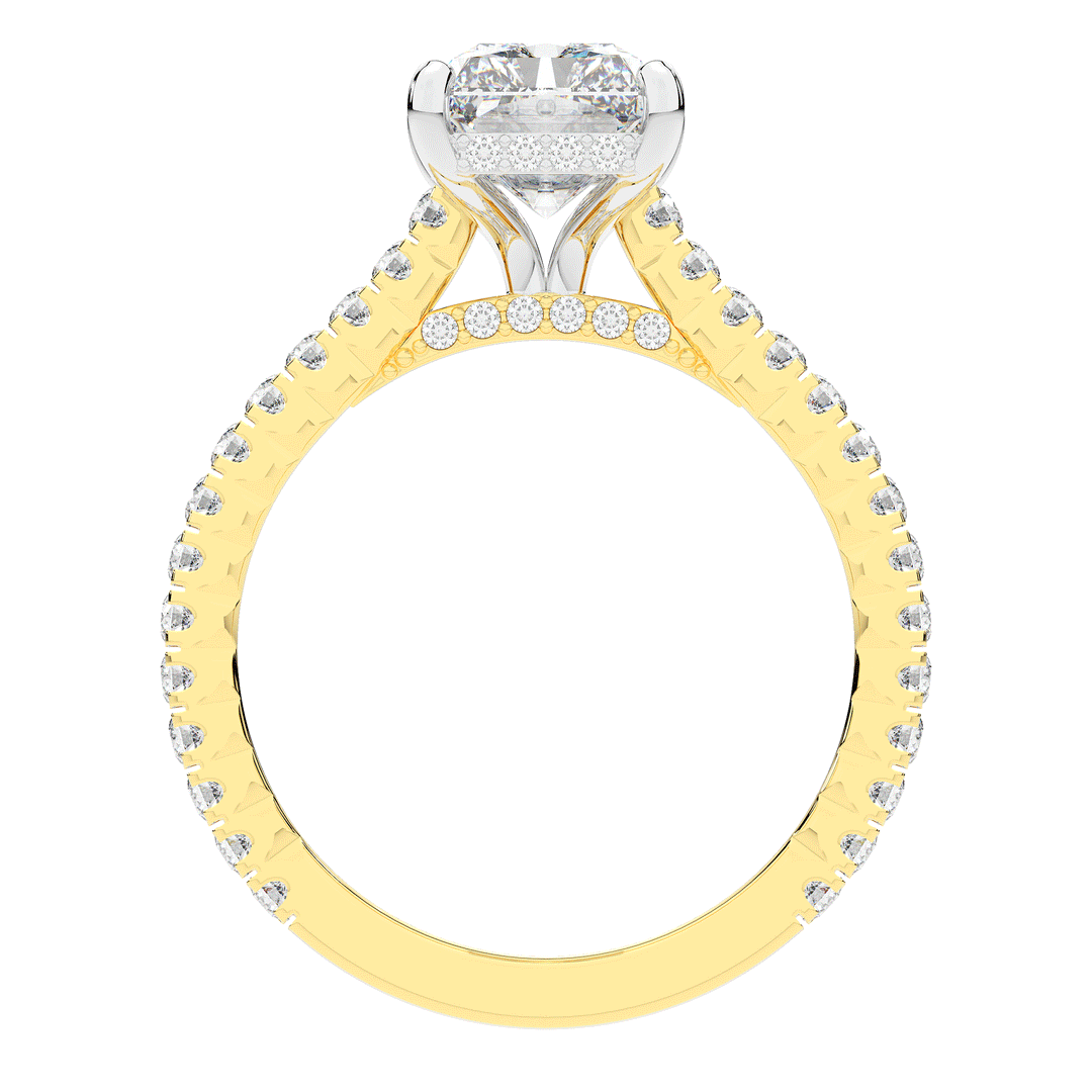 3.50CT.TW RADIANT LAB DIAMOND UNDERHALO SOLITAIRE TWO TONE ENGAGEMENT RING - Nazarelle