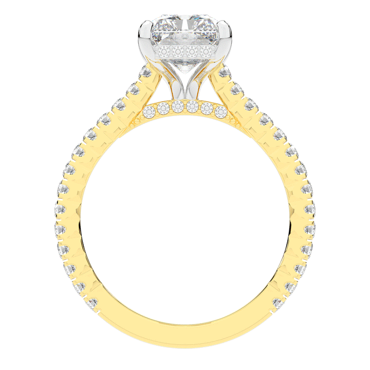 3.50CT.TW RADIANT LAB DIAMOND UNDERHALO SOLITAIRE TWO TONE ENGAGEMENT RING - Nazarelle