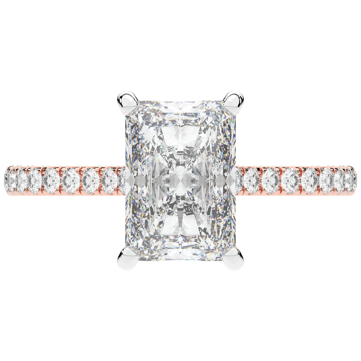 3.50CT.TW RADIANT LAB DIAMOND UNDERHALO SOLITAIRE TWO TONE ENGAGEMENT RING - Nazarelle