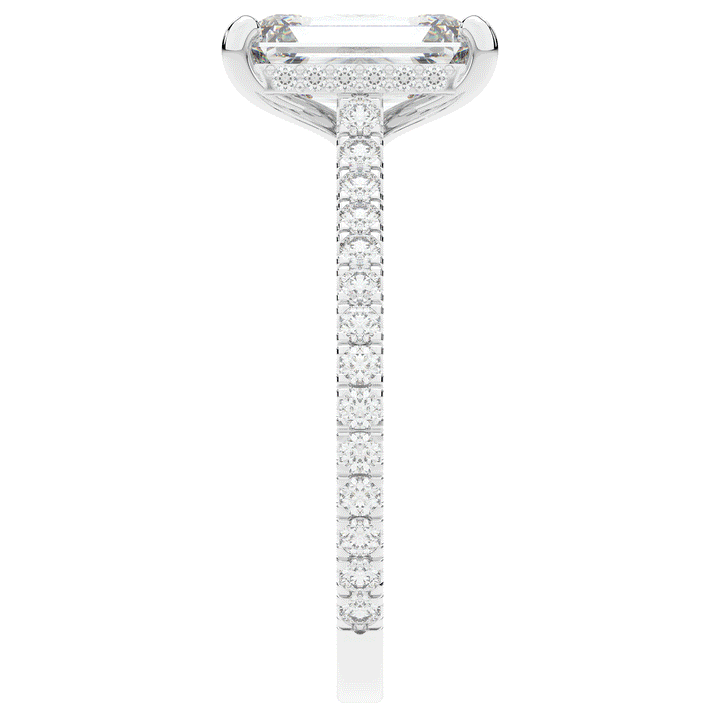 3.50CT.TW EMERALD CUT LAB DIAMOND UNDERHALO SOLITAIRE ENGAGEMENT RING - Nazarelle