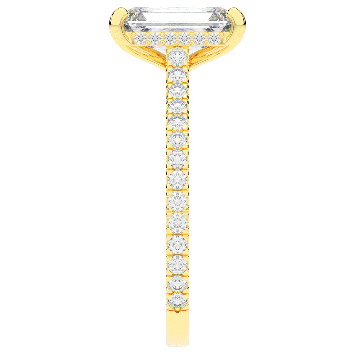3.50CT.TW EMERALD CUT LAB DIAMOND UNDERHALO SOLITAIRE ENGAGEMENT RING - Nazarelle