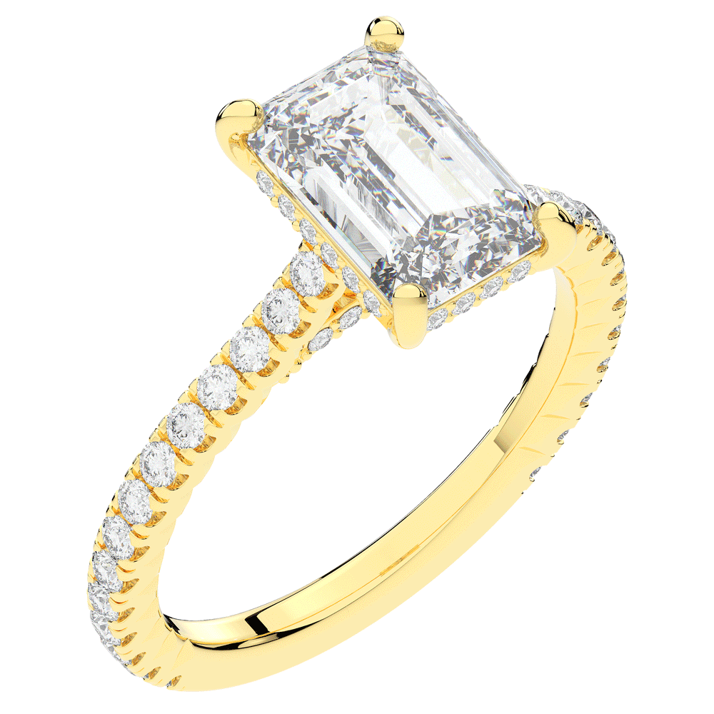 3.50CT.TW EMERALD CUT LAB DIAMOND UNDERHALO SOLITAIRE ENGAGEMENT RING - Nazarelle