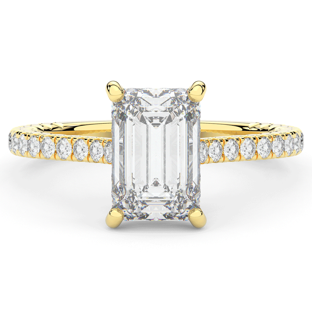 3.50CT.TW EMERALD CUT LAB DIAMOND UNDERHALO SOLITAIRE ENGAGEMENT RING - Nazarelle