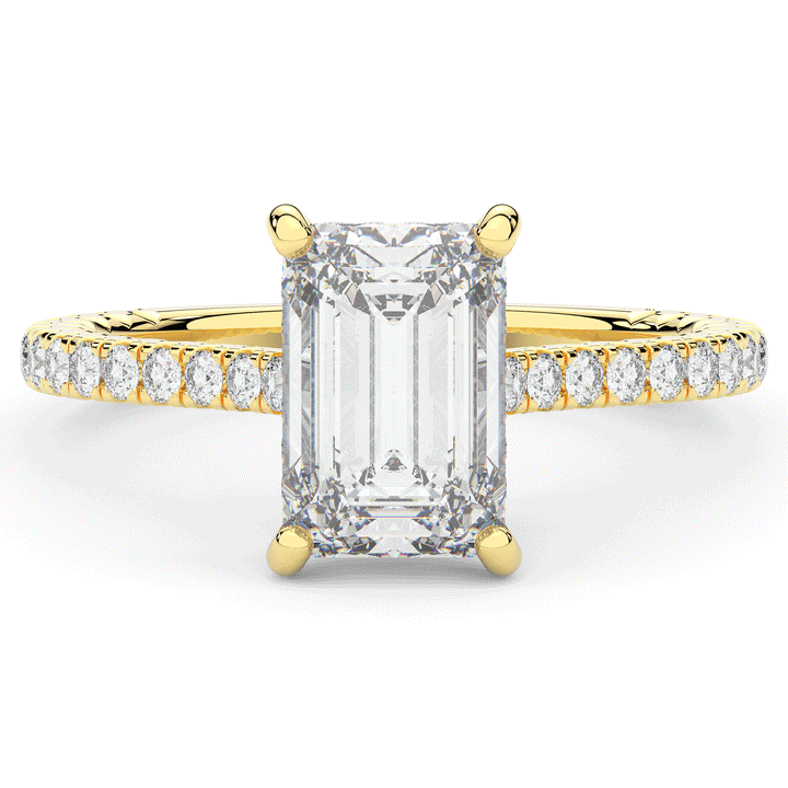 3.50CT.TW EMERALD CUT LAB DIAMOND UNDERHALO SOLITAIRE ENGAGEMENT RING - Nazarelle