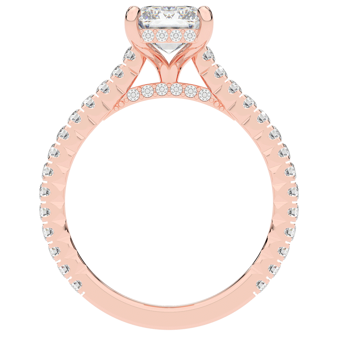 3.50CT.TW EMERALD CUT LAB DIAMOND UNDERHALO SOLITAIRE ENGAGEMENT RING - Nazarelle