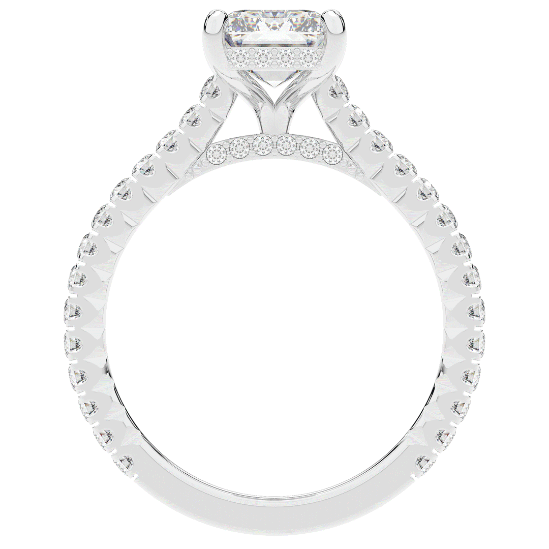 3.50CT.TW EMERALD CUT LAB DIAMOND UNDERHALO SOLITAIRE ENGAGEMENT RING - Nazarelle