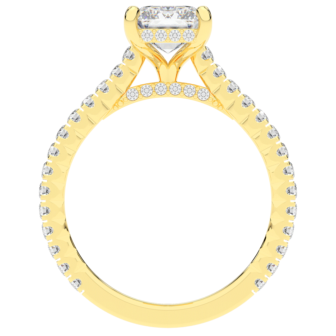 3.50CT.TW EMERALD CUT LAB DIAMOND UNDERHALO SOLITAIRE ENGAGEMENT RING - Nazarelle