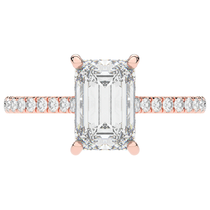 3.50CT.TW EMERALD CUT LAB DIAMOND UNDERHALO SOLITAIRE ENGAGEMENT RING - Nazarelle