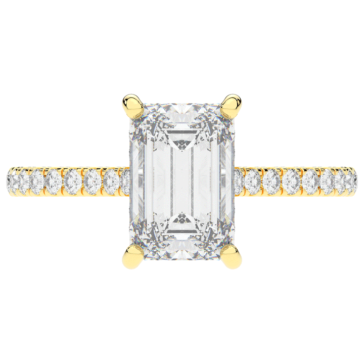 3.50CT.TW EMERALD CUT LAB DIAMOND UNDERHALO SOLITAIRE ENGAGEMENT RING - Nazarelle
