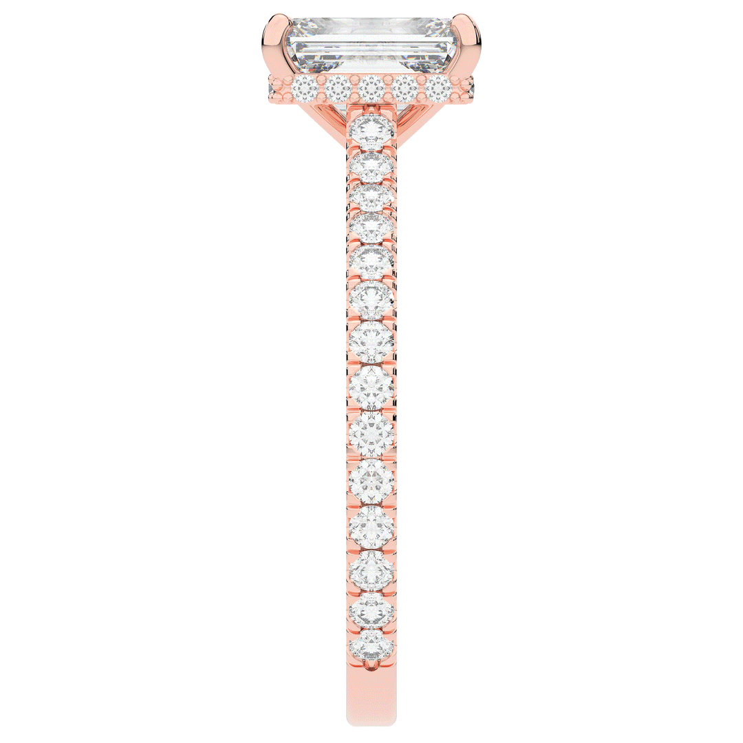 2.10CT.TW EMERALD CUT LAB DIAMOND UNDERHALO SOLITAIRE ENGAGEMENT RING - Nazarelle