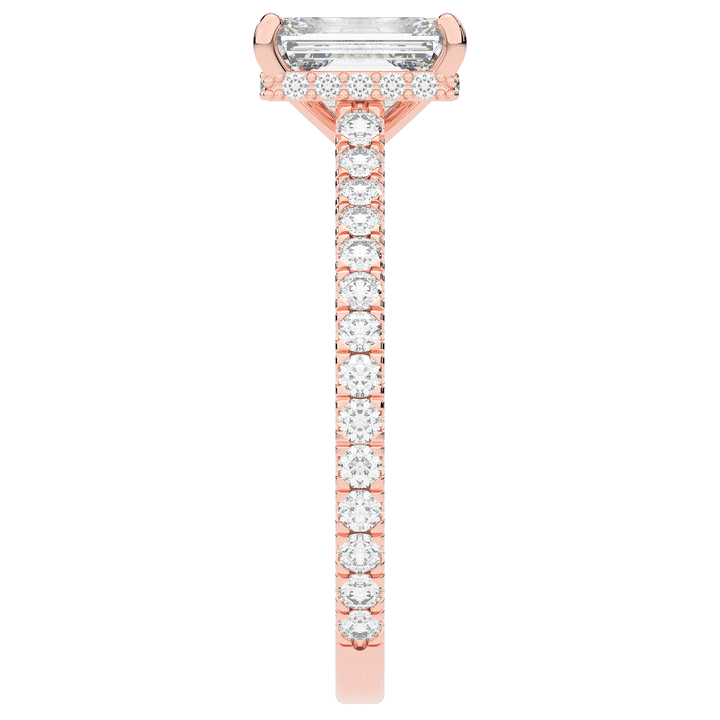 2.10CT.TW EMERALD CUT LAB DIAMOND UNDERHALO SOLITAIRE ENGAGEMENT RING - Nazarelle
