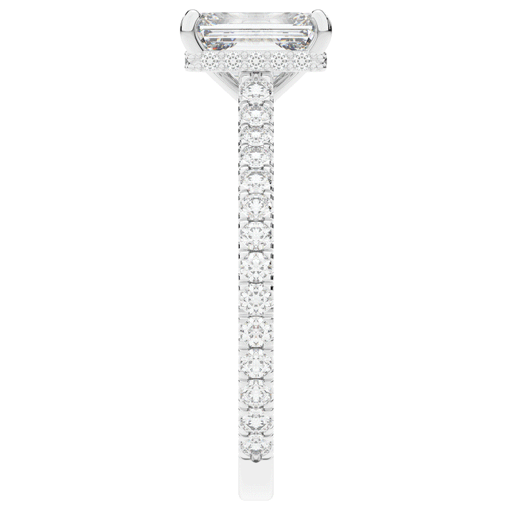 2.10CT.TW EMERALD CUT LAB DIAMOND UNDERHALO SOLITAIRE ENGAGEMENT RING - Nazarelle