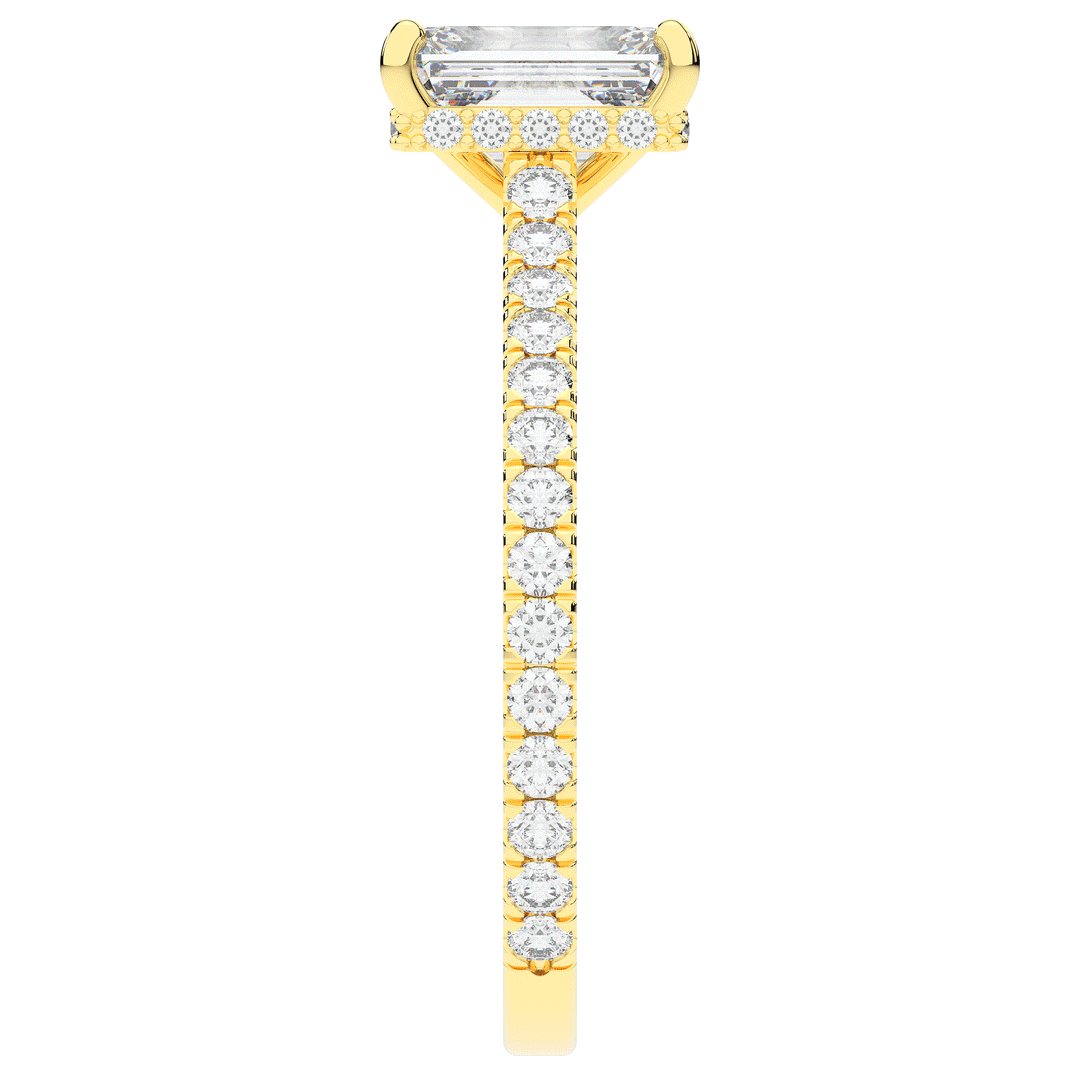 2.10CT.TW EMERALD CUT LAB DIAMOND UNDERHALO SOLITAIRE ENGAGEMENT RING - Nazarelle