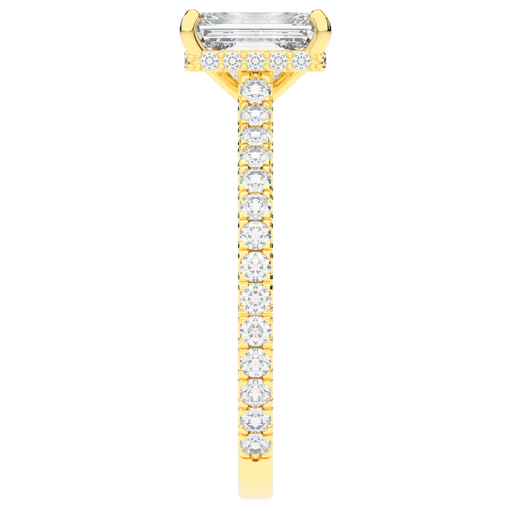 2.10CT.TW EMERALD CUT LAB DIAMOND UNDERHALO SOLITAIRE ENGAGEMENT RING - Nazarelle